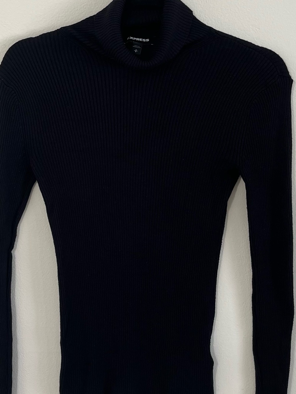 Express Black Ribbed Cowl Neck Sweater